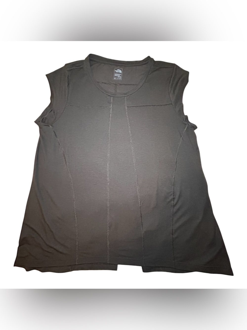 The North Face Black Cap Sleeve Split Back Flashdry Tee with White Logo Size XL